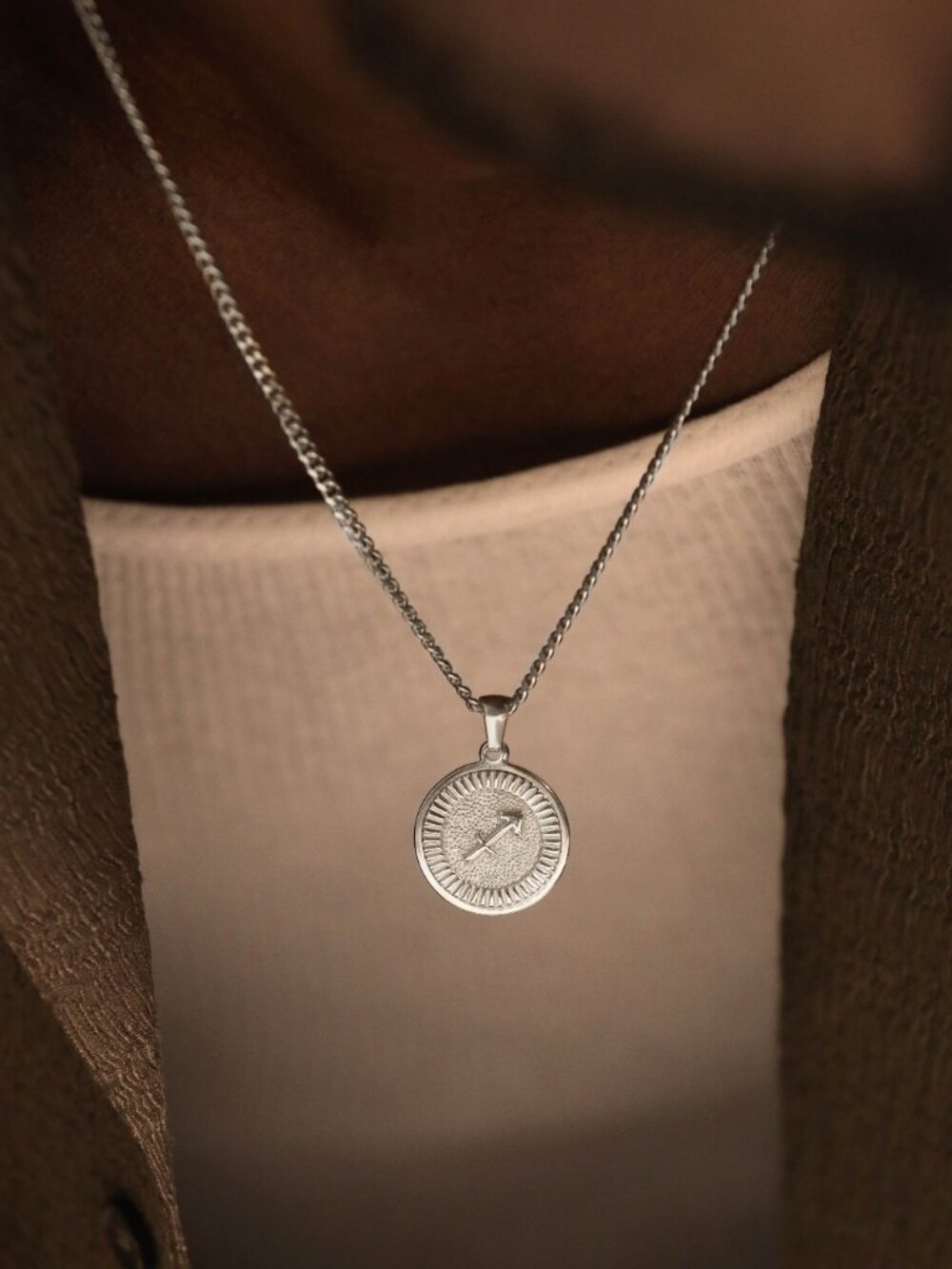 Men's Silver Sagittarius Pendant Necklace